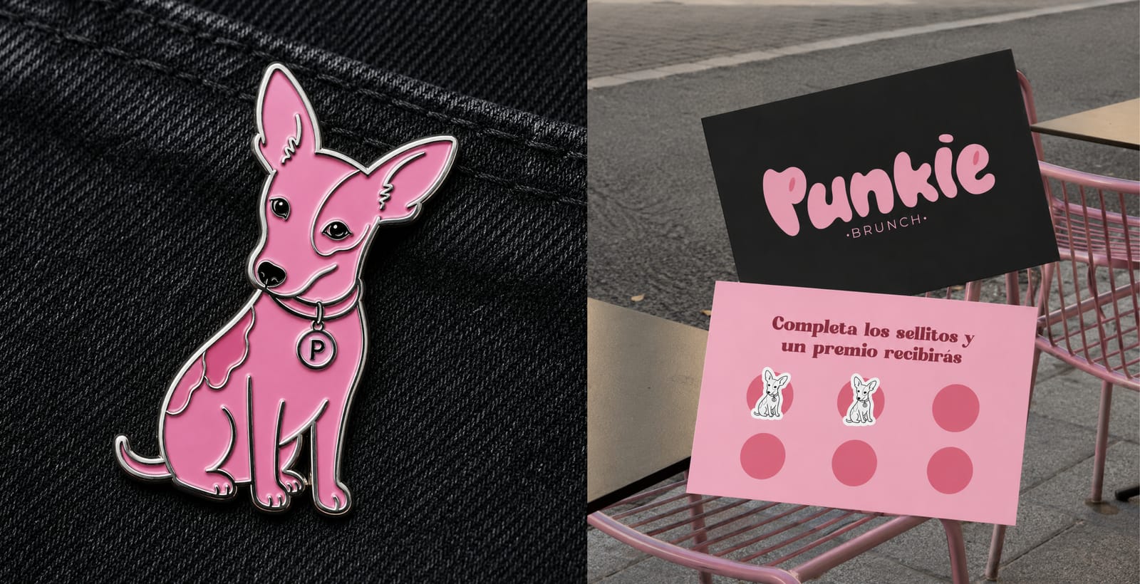 Pin de esmalte y tarjeta de sellos
